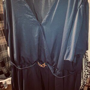 BloomChic top navy  modest snap with embellishment at the waist line